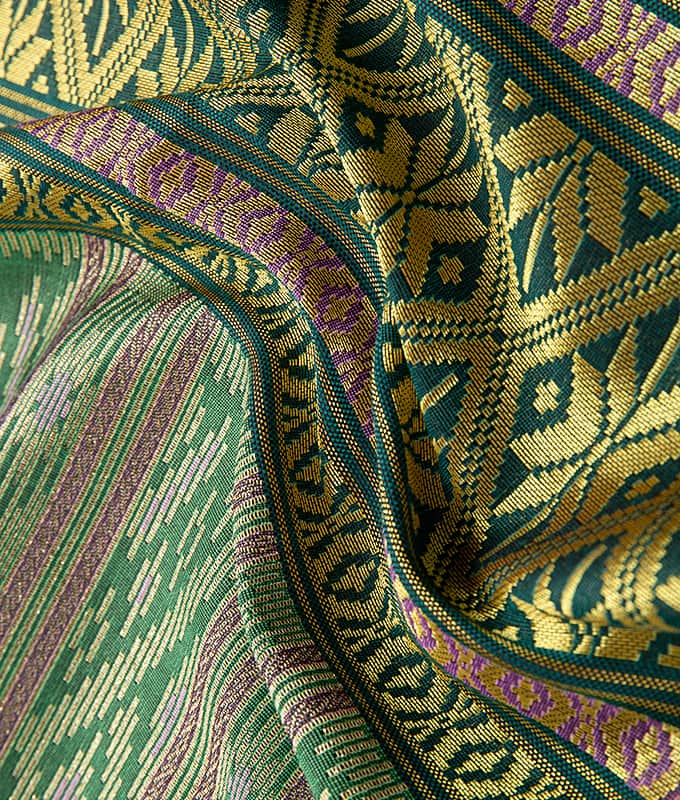 Vertical Stripe Aurum Thread Poly-Cotton Sarong Fabric